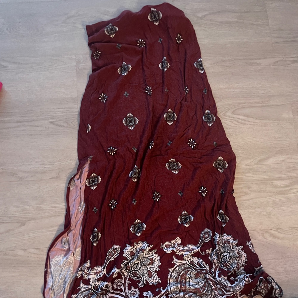 Charlotte Russe Burgundy Floral Maxi Skirt